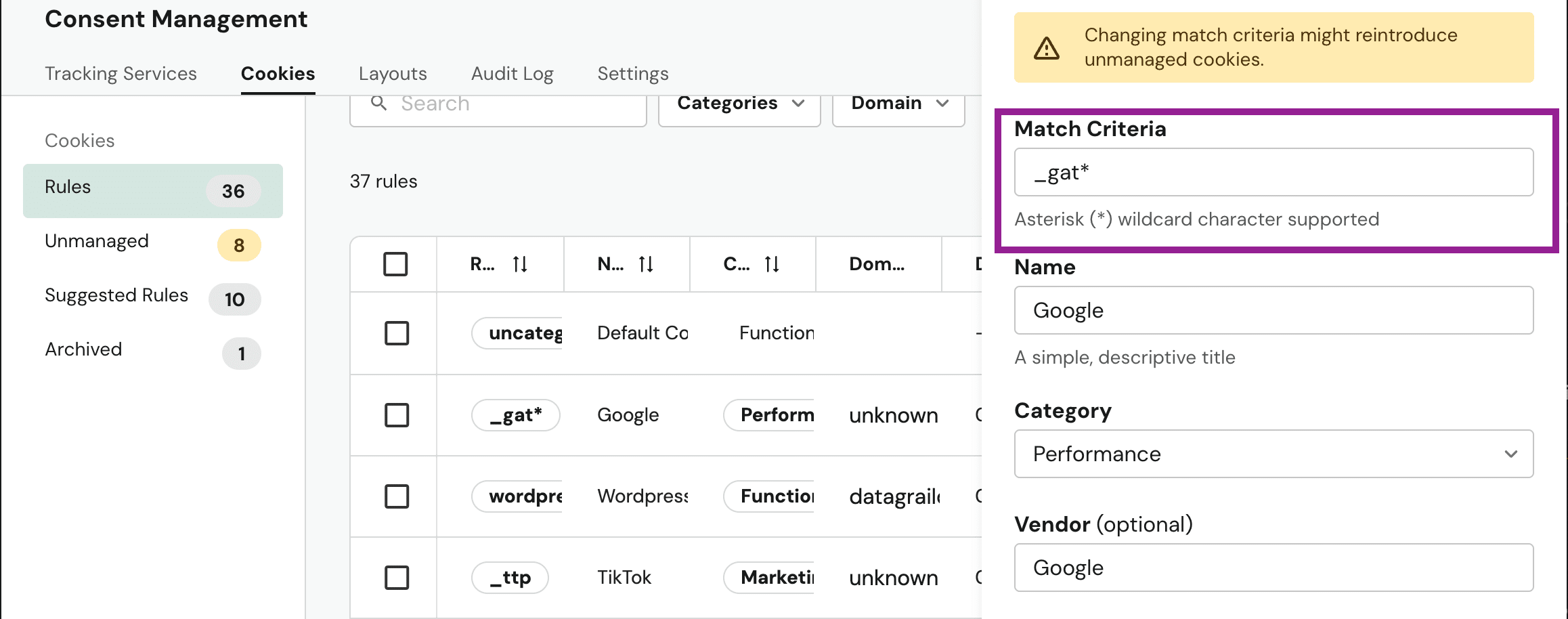 3 Wildcard cookie | DataGrail