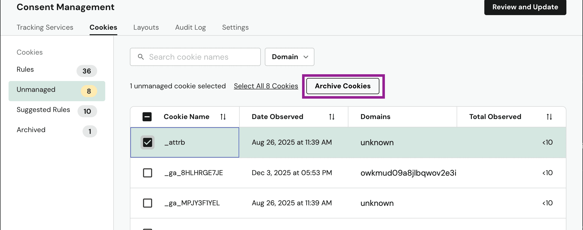 5 Archive cookies | DataGrail