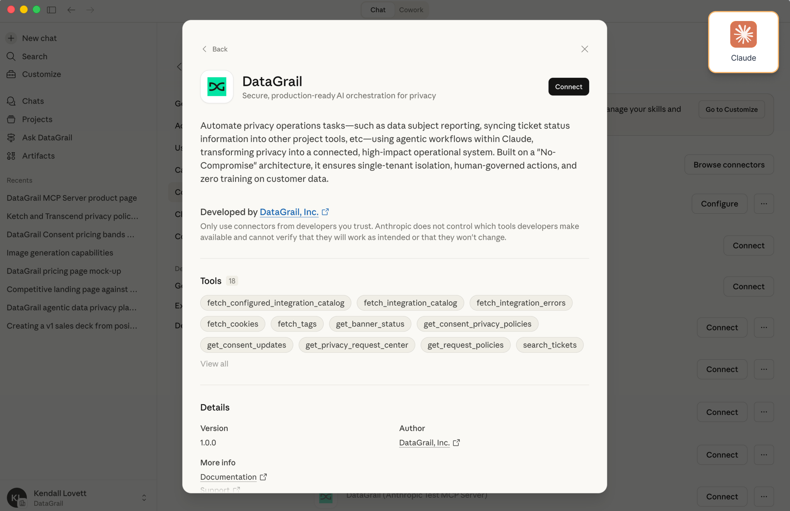 MCP connector store | DataGrail